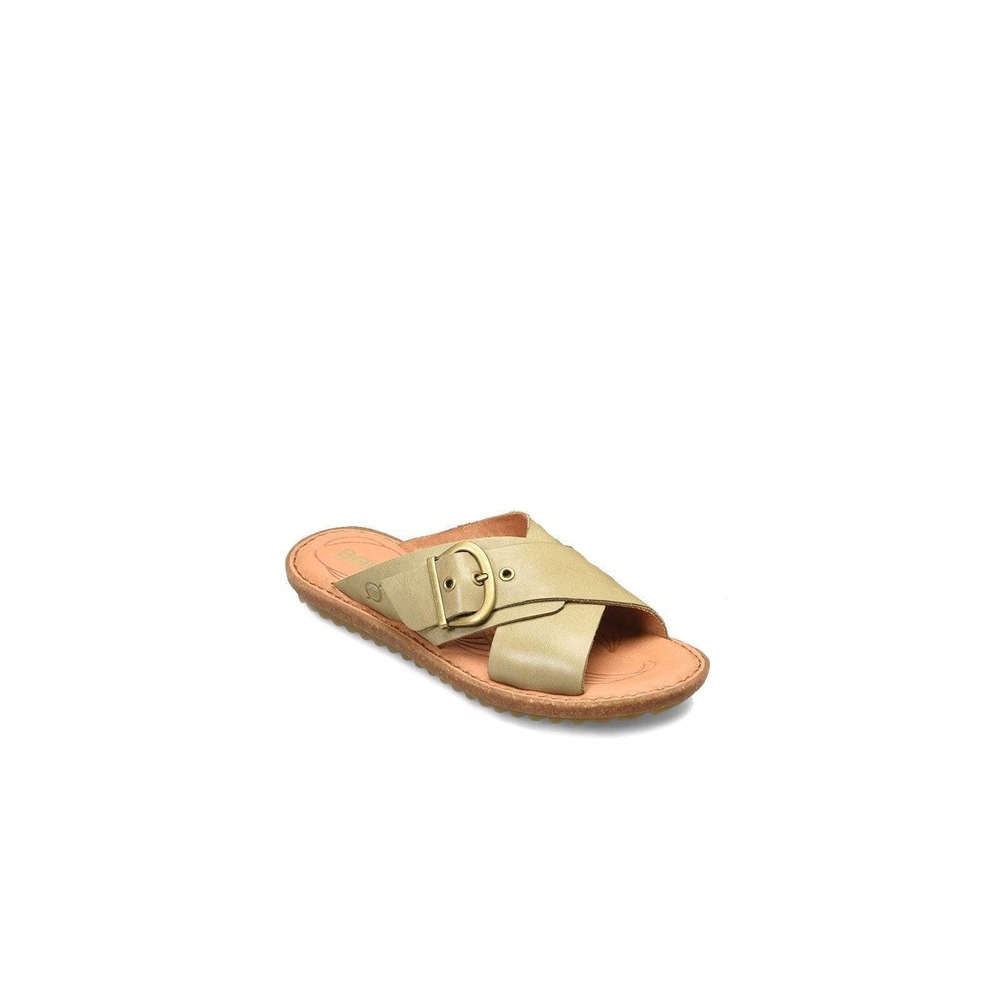 BORN Women's Rio Leather Slip On Flat Sandals Light Green US 10